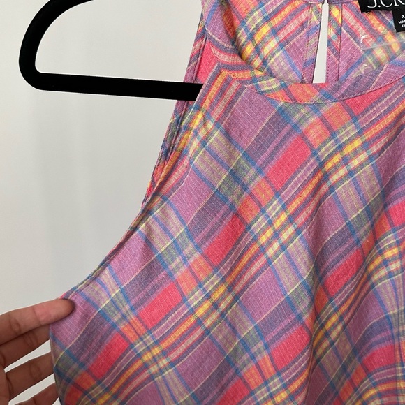 J.CREW Multicolor Plaid Print Tank Top Cotton Linen Colorful Halter Tank Size-XS - Picture 4 of 9